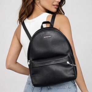 Michael Kors Jaycee Pebbled Leather Mini Backpack Purse Black